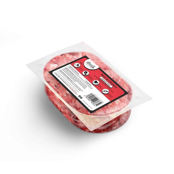 Drool Beef & Chicken 454g vacuum pack, red label.