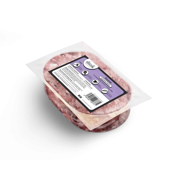 Goose ground meat in vacuum-sealed packaging.